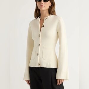 Modern Citizen Eames Organic Cotton-Wool Cardigan in Cream- XS